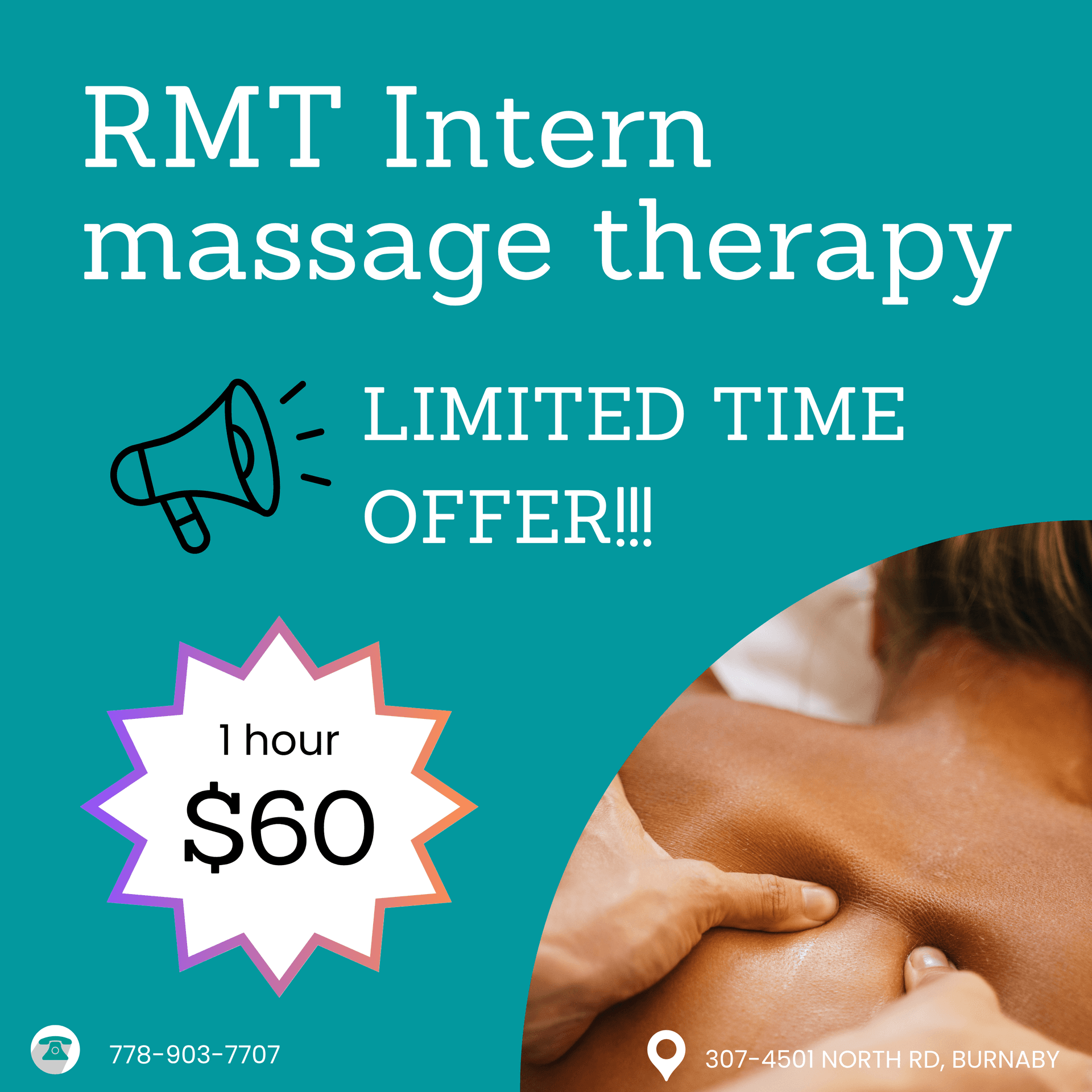 *****RMT 인턴 마사지 $60/1시간******-이미지